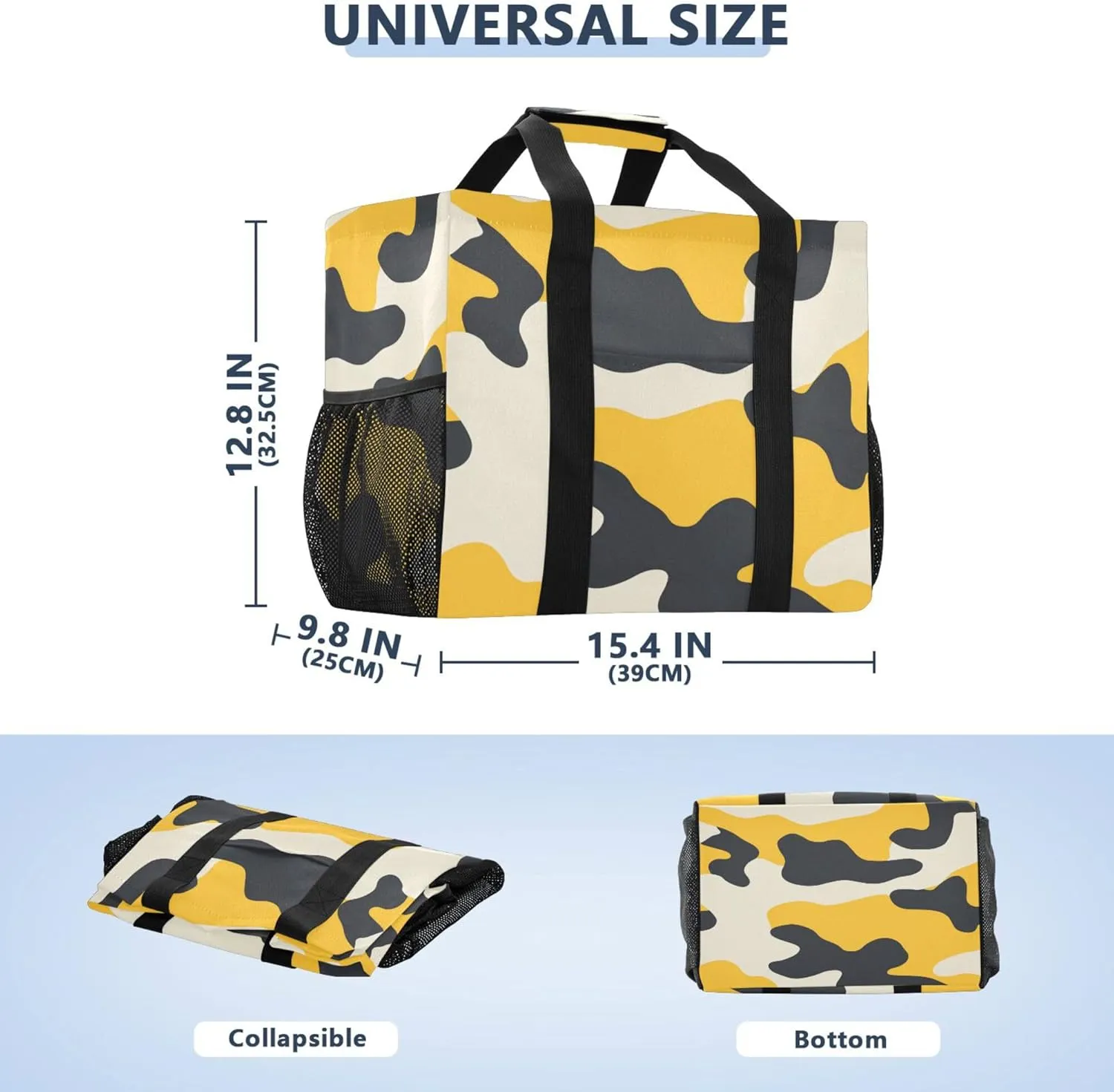 KLL Large Utility Tote Bag For Women Canvas Collapsable With Compartments Laundry Carrying Bag