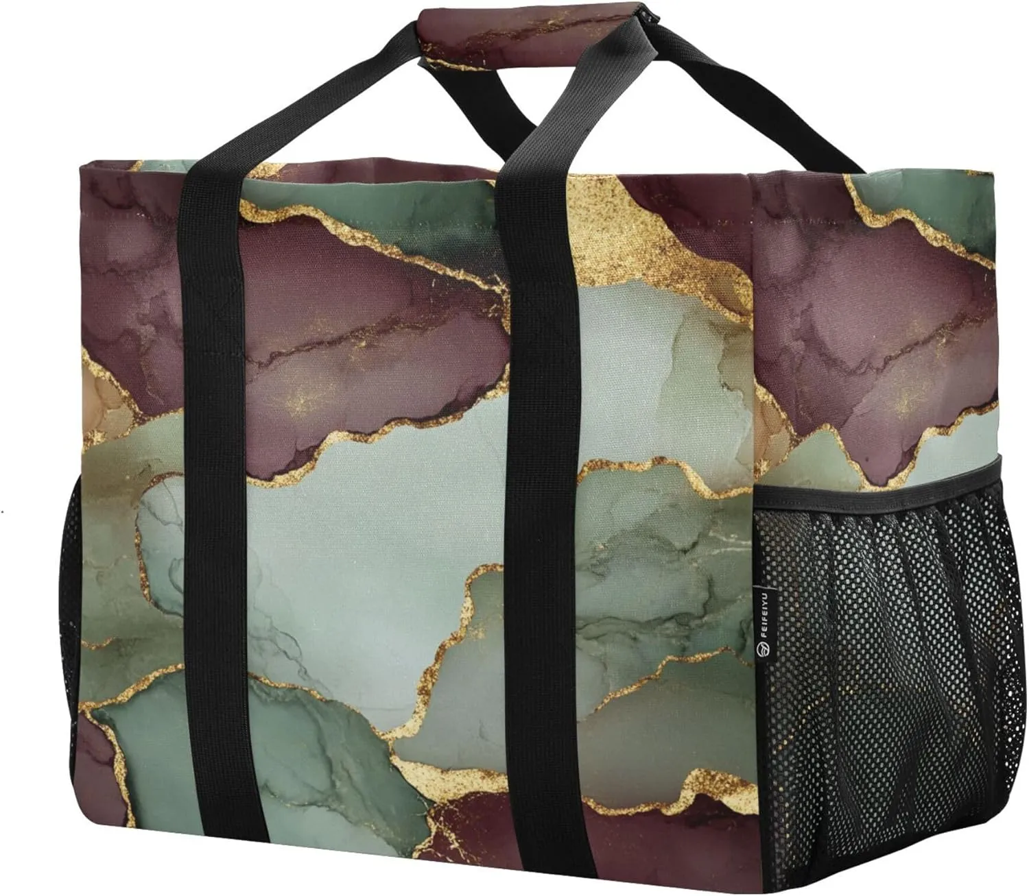 KLL Large Utility Tote Bag For Women with Handles Foldable With Compartments Reuseable Shopping Bags
