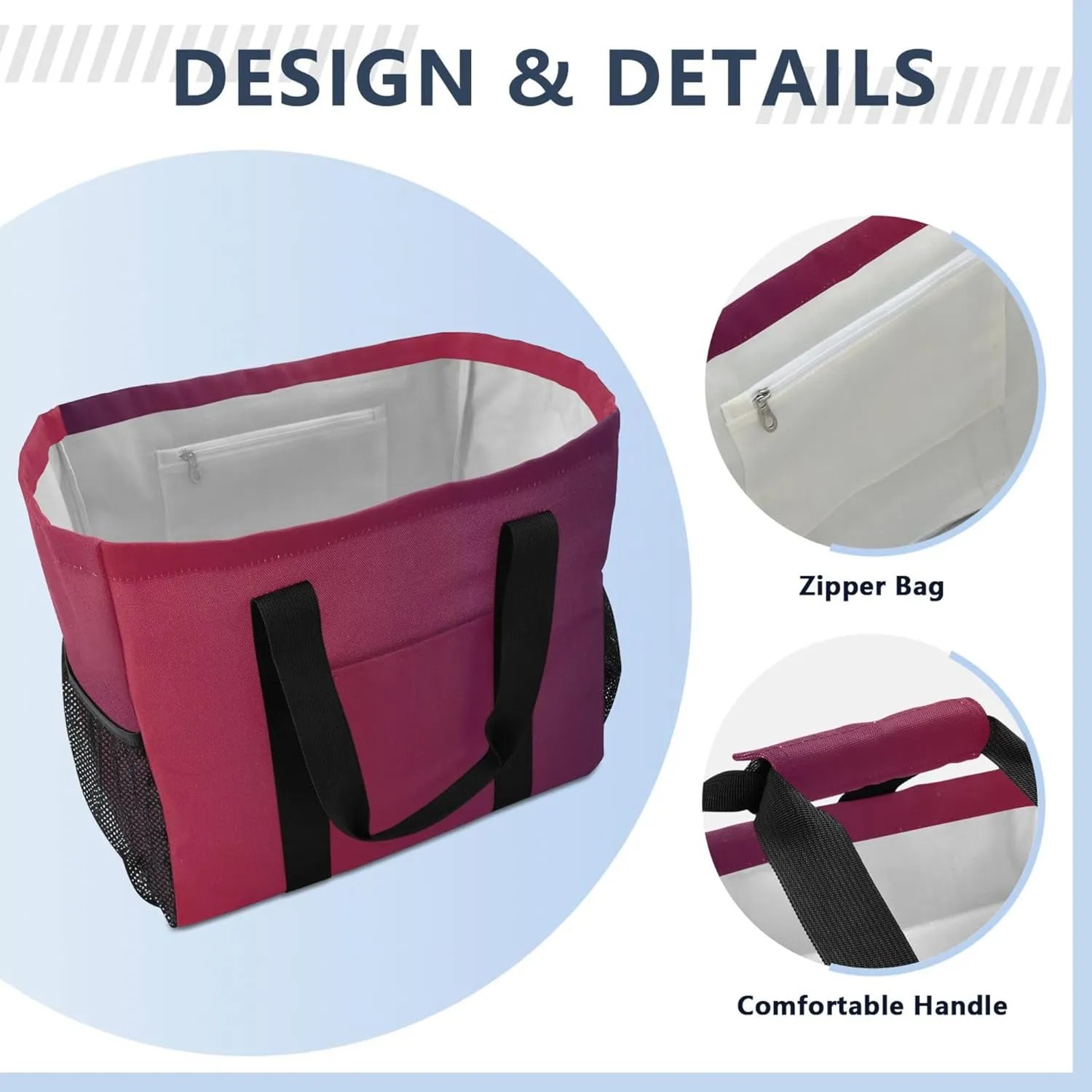 KLL Large Utility Tote Bag with Handles Foldable Sandproof Reusable Grocery Shopping Bags