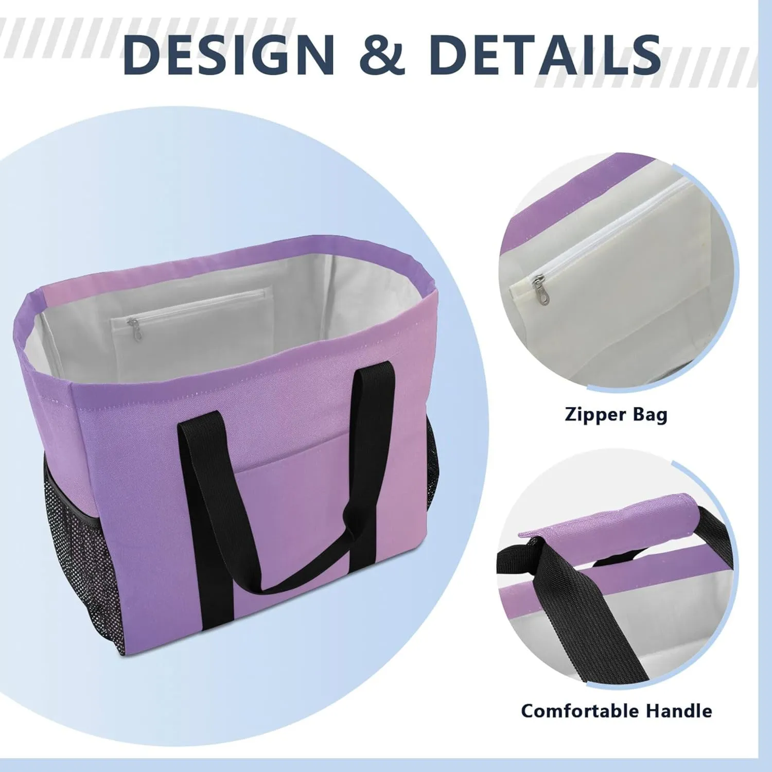 KLL Large Utility Tote Bag with Handles Foldable Sandproof Reusable Grocery Shopping Bags