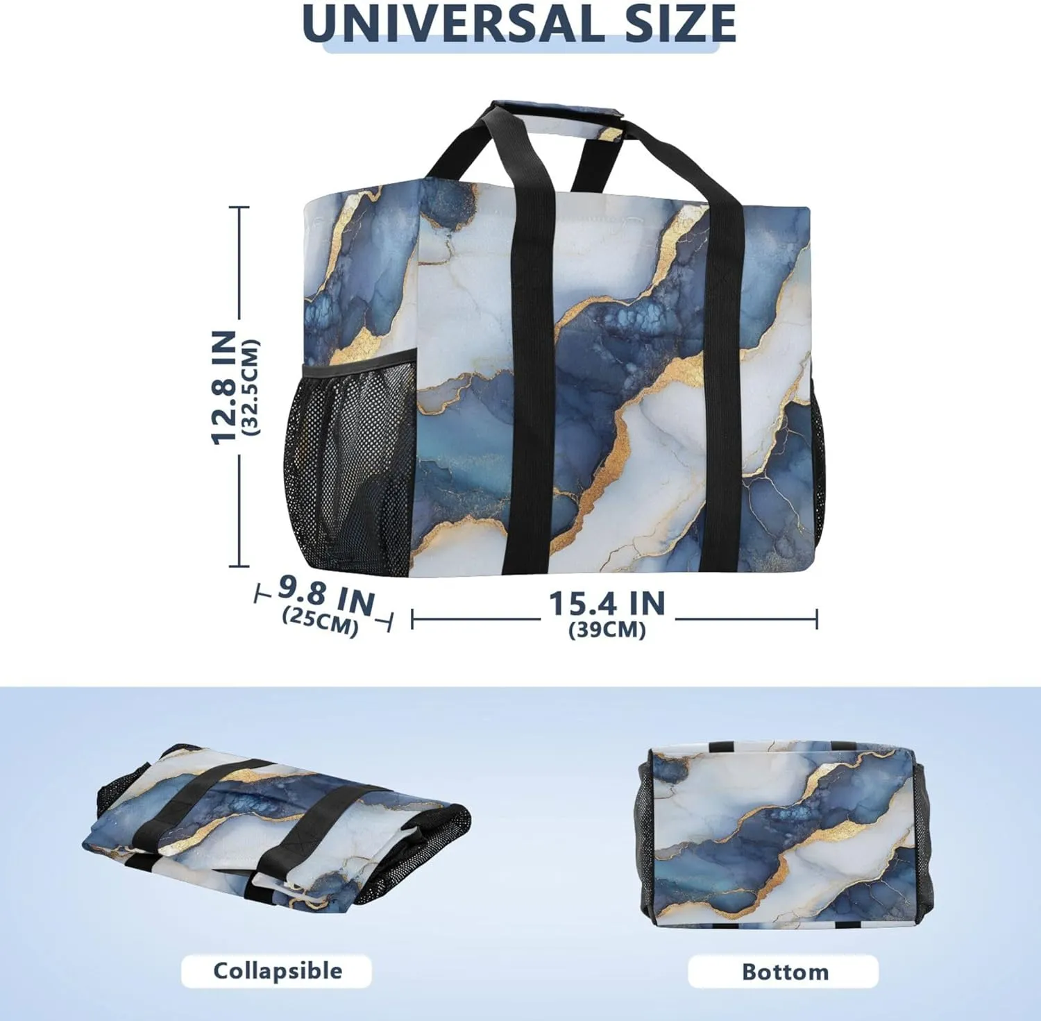 KLL Tote Bag For Beach with Handles Collapsable Waterproof Car Tote