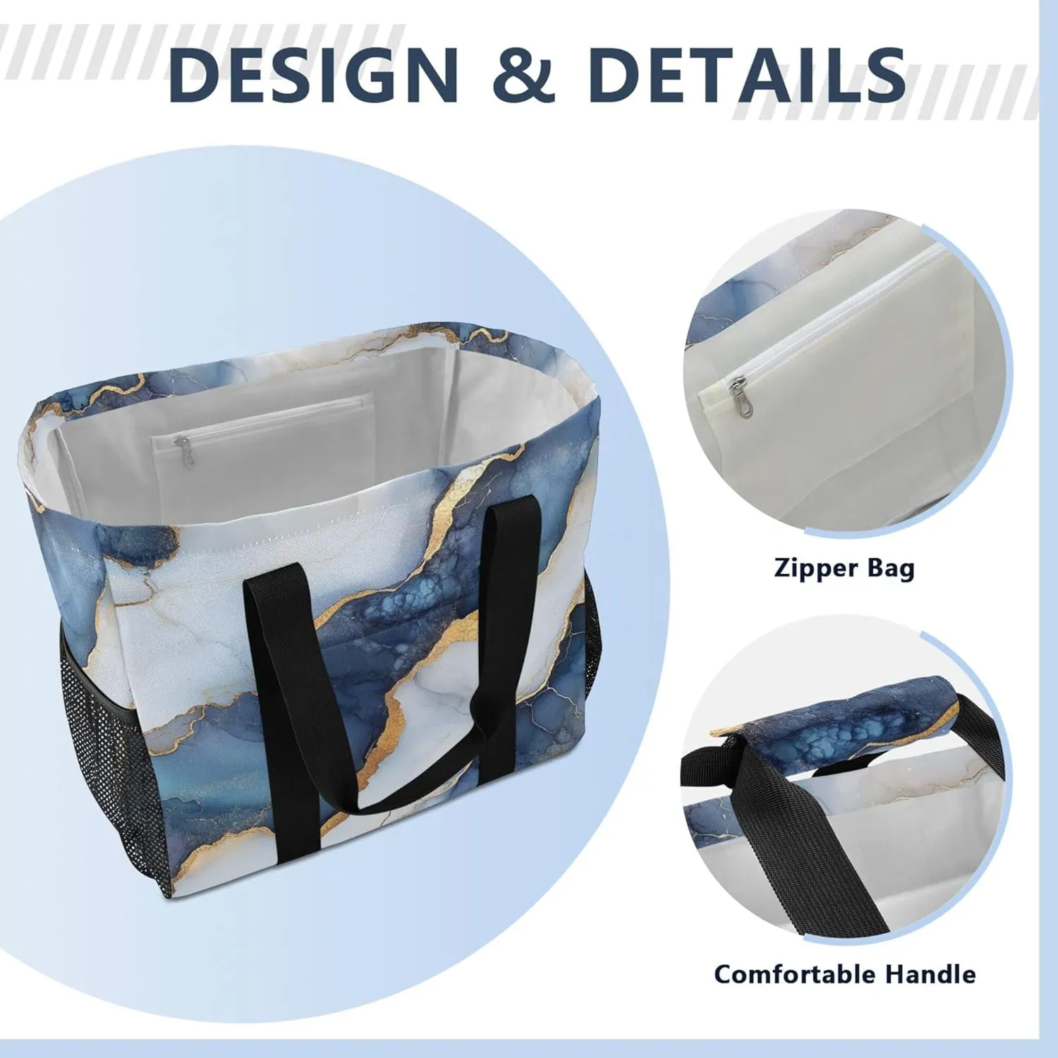 KLL Tote Bag For Beach with Handles Collapsable Waterproof Car Tote
