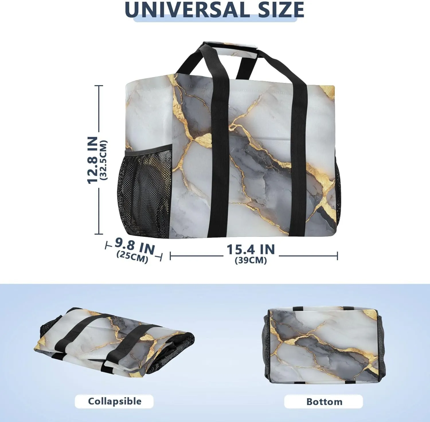 KLL Tote Bag For Beach with Handles Collapsable Waterproof Car Tote