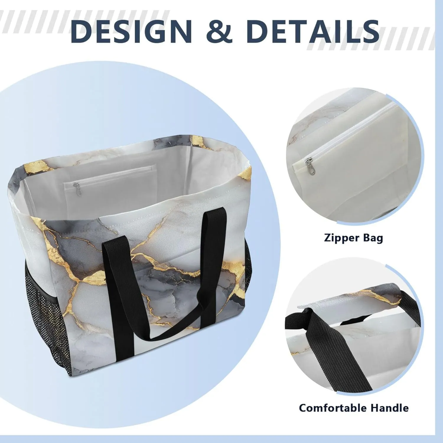 KLL Tote Bag For Beach with Handles Collapsable Waterproof Car Tote