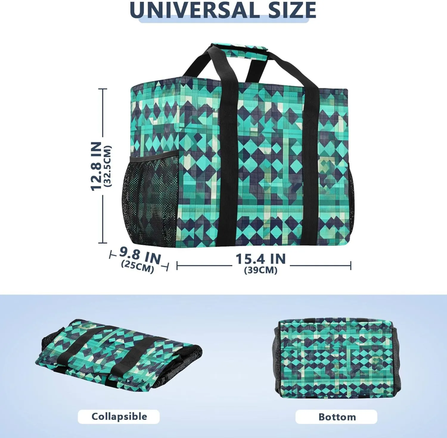 KLL Tote Bag For Beach with Handles Foldable Waterproof Carrier Bags