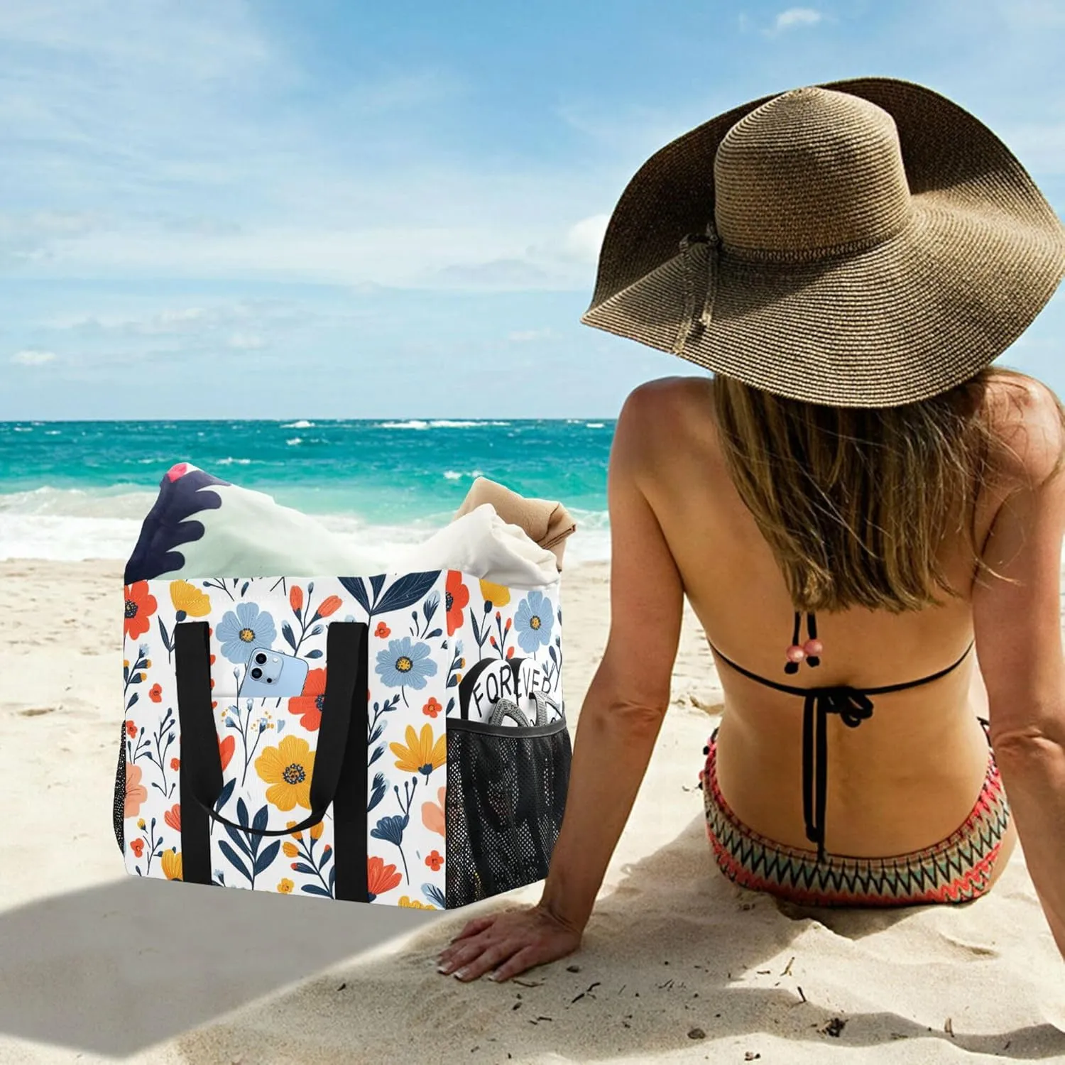 KLL Utility Bag Canvas Collapsable With Compartments Car Tote Bag