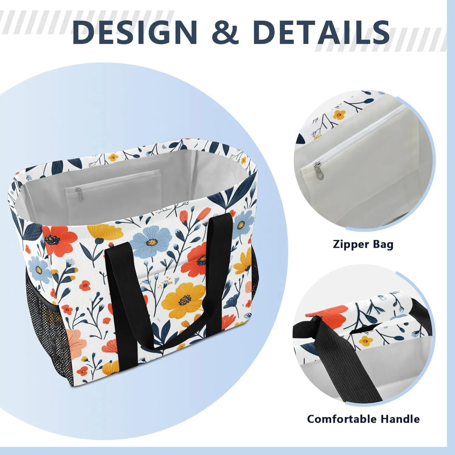 KLL Utility Bag Canvas Collapsable With Compartments Car Tote Bag