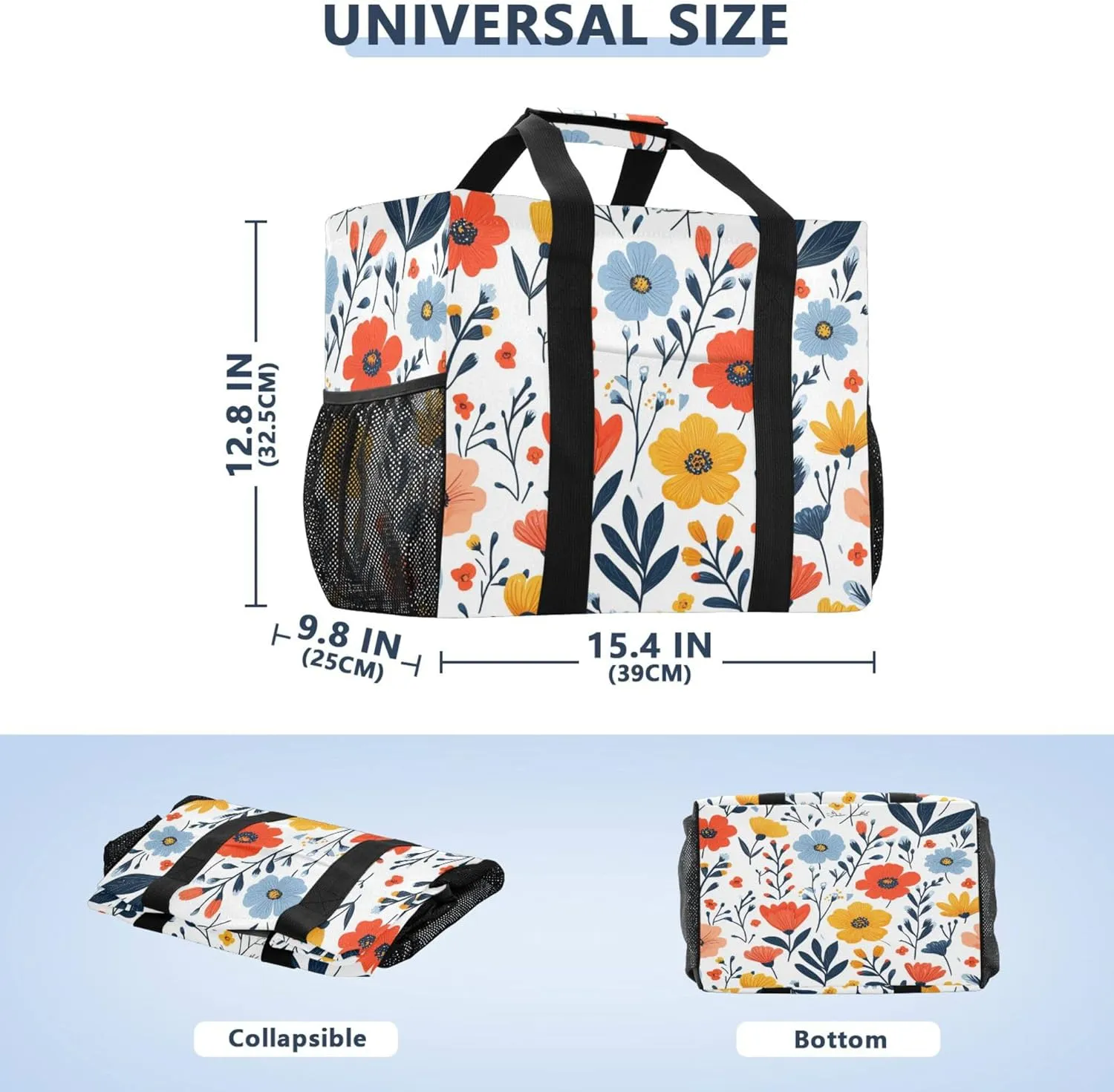 KLL Utility Bag Canvas Collapsable With Compartments Car Tote Bag