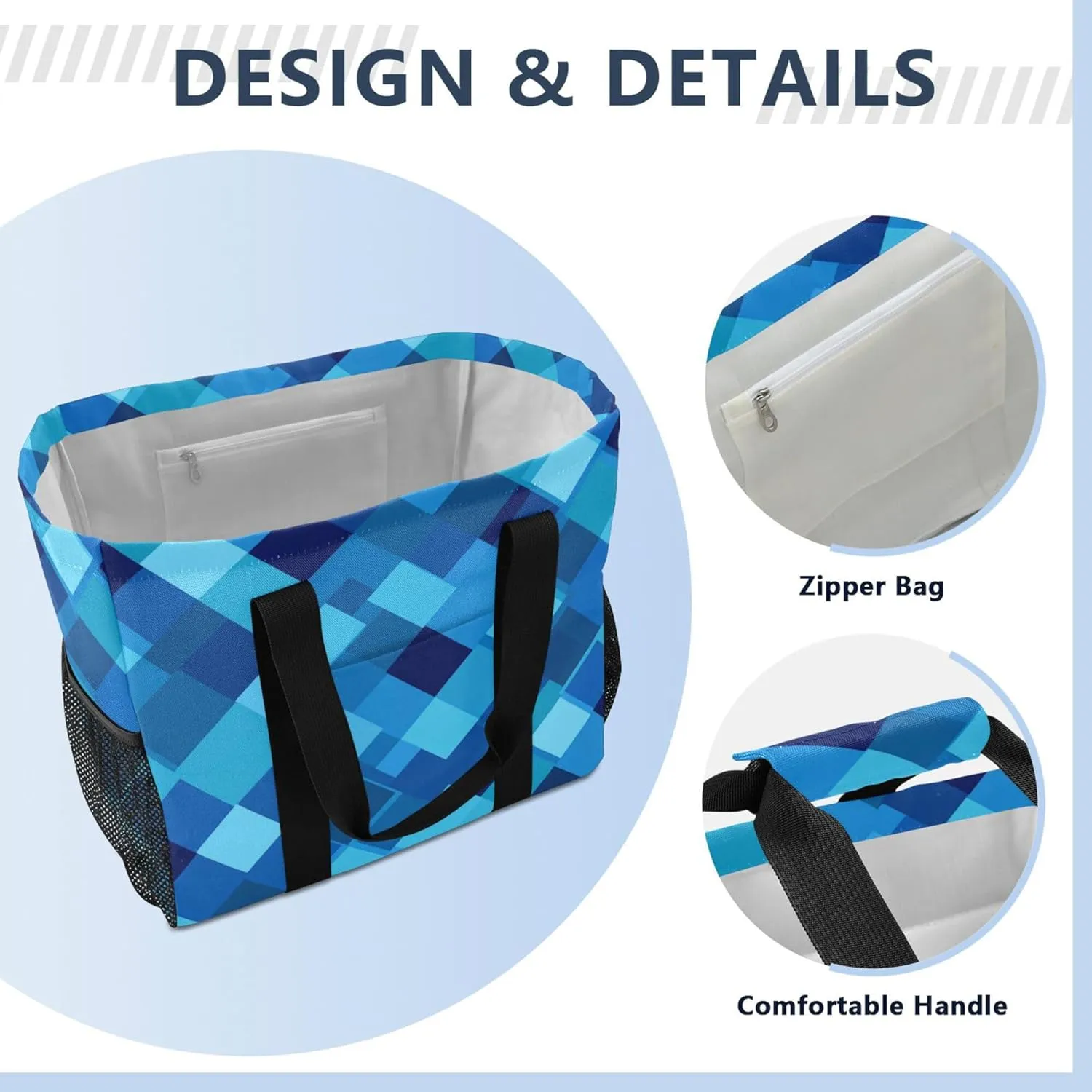 KLL Utility Bag For Trunk with Handles Collapsable Sandproof Grocery Shopping Tote