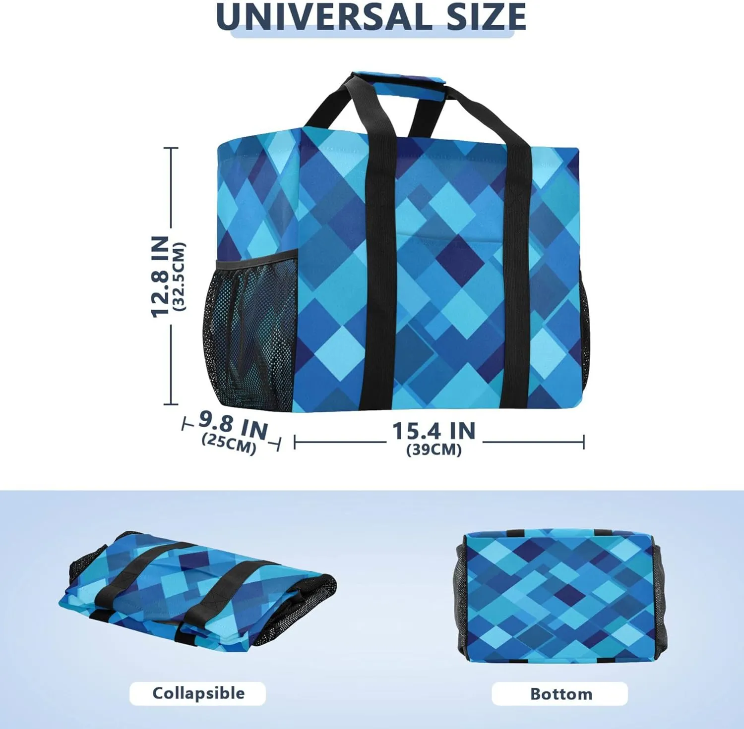 KLL Utility Bag For Trunk with Handles Collapsable Sandproof Grocery Shopping Tote