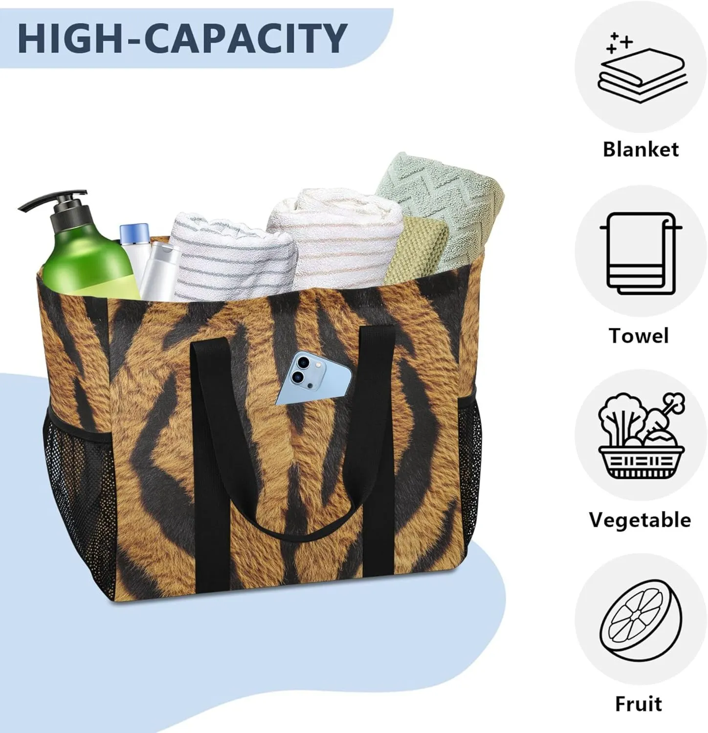KLL Utility Bag For Trunk with Handles Collapsable Waterproof Reusable Shopping Bags