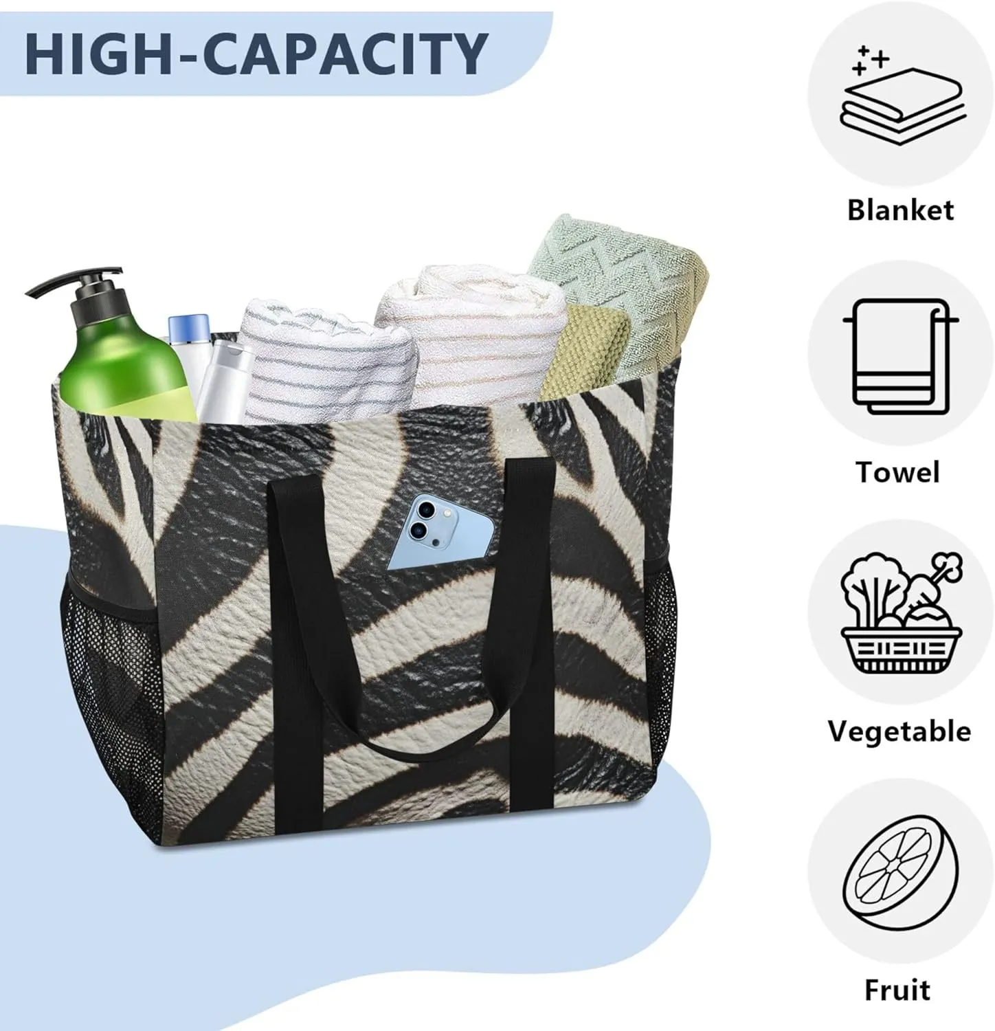KLL Utility Bag For Trunk with Handles Collapsable Waterproof Reusable Shopping Bags