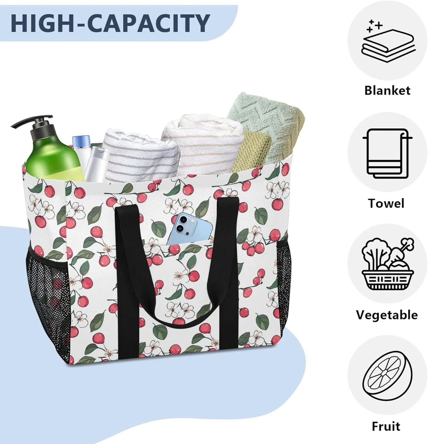 KLL Utility Bag For Trunk with Handles Foldable With Compartments Tote Bag For Car