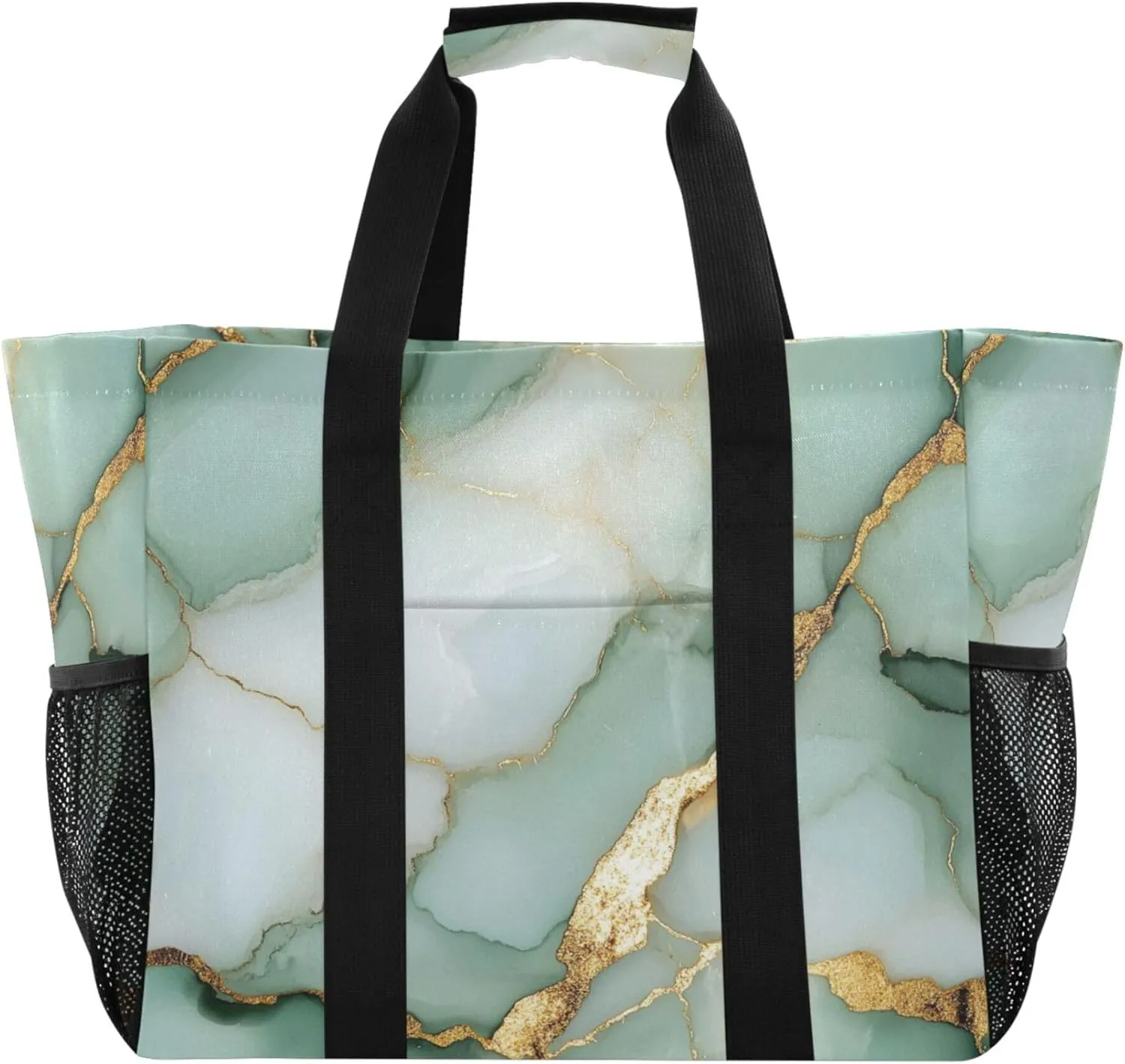 KLL Utility Beach Tote with Handles Collapsable With Compartments Reuseable Shopping Bags