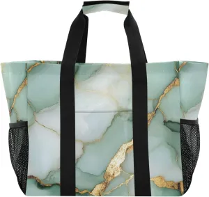 KLL Utility Beach Tote with Handles Collapsable With Compartments Reuseable Shopping Bags