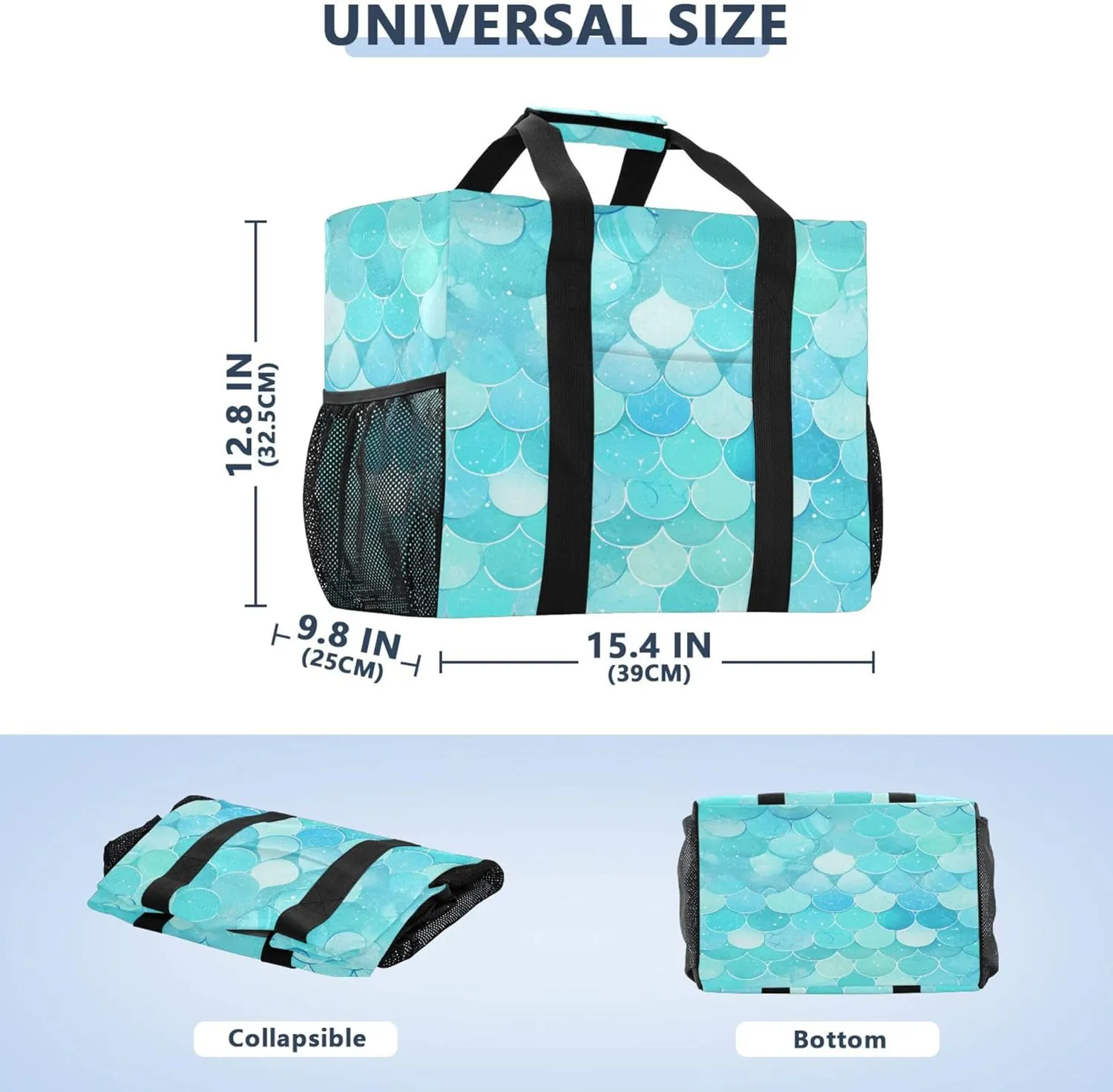 KLL Utility Beach Tote with Handles Foldable Sandproof Car Tote