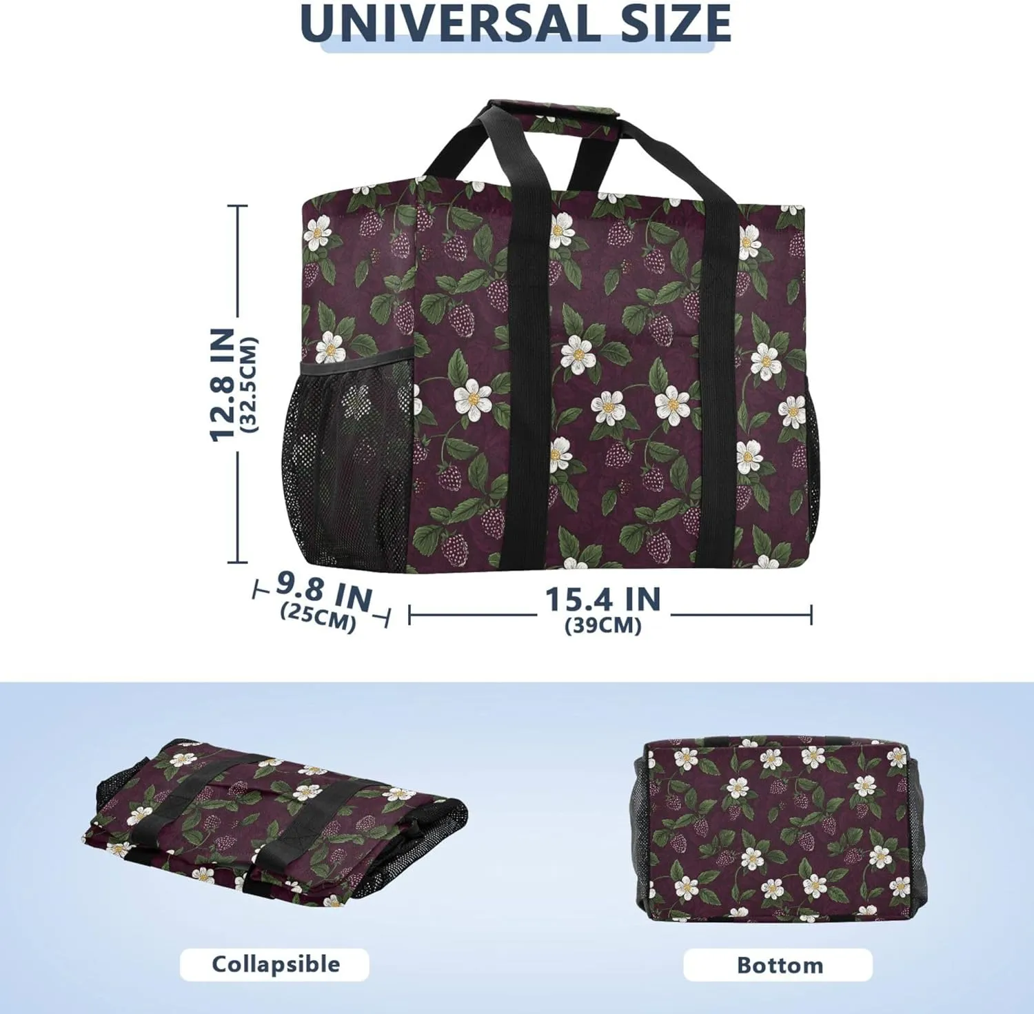 KLL Utility Tote Bags For Women Canvas Foldable With Pockets Carrying Bag