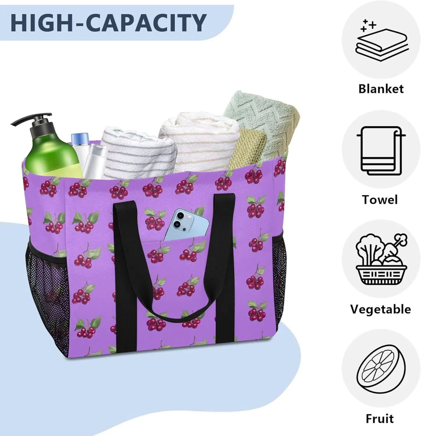 KLL Utility Tote Bags For Women Canvas Foldable With Pockets Carrying Bag