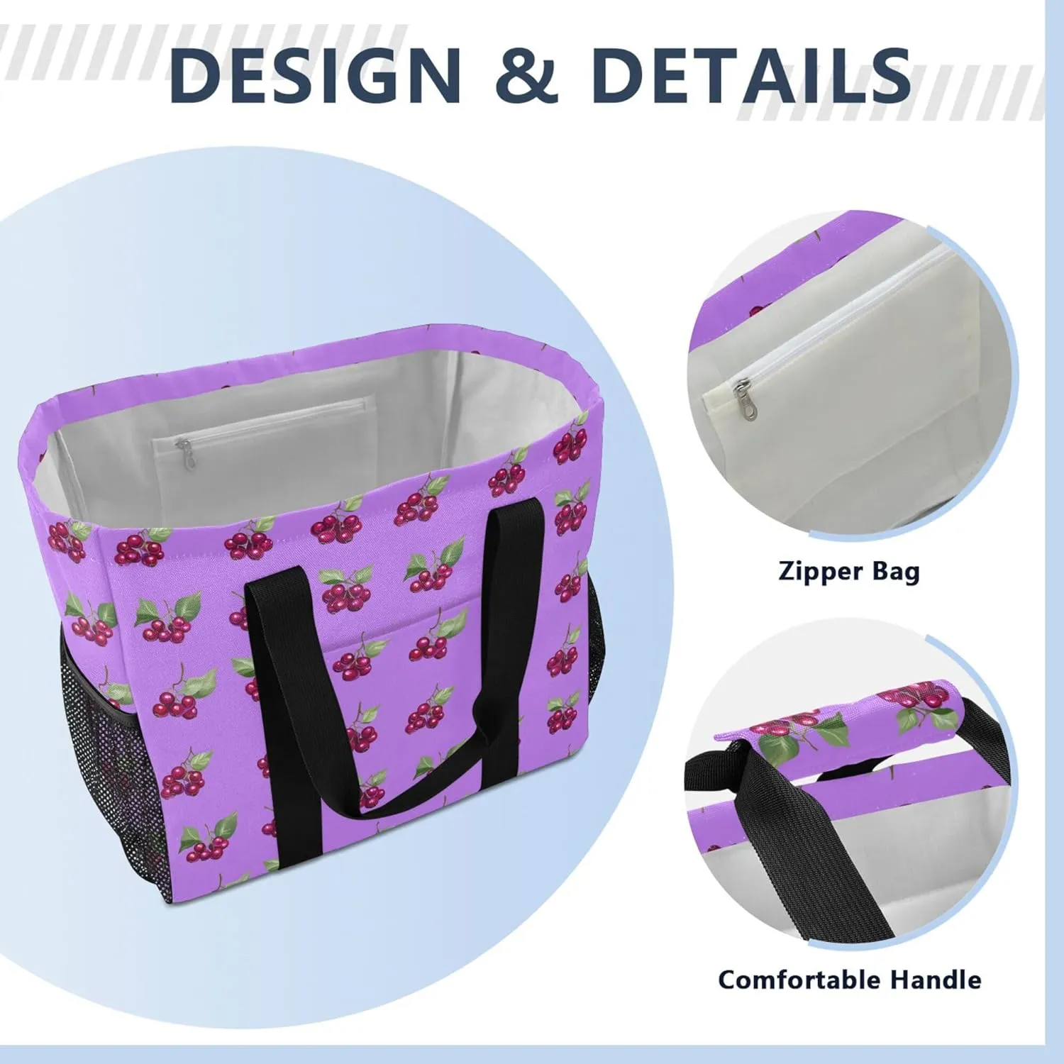 KLL Utility Tote Bags For Women Canvas Foldable With Pockets Carrying Bag