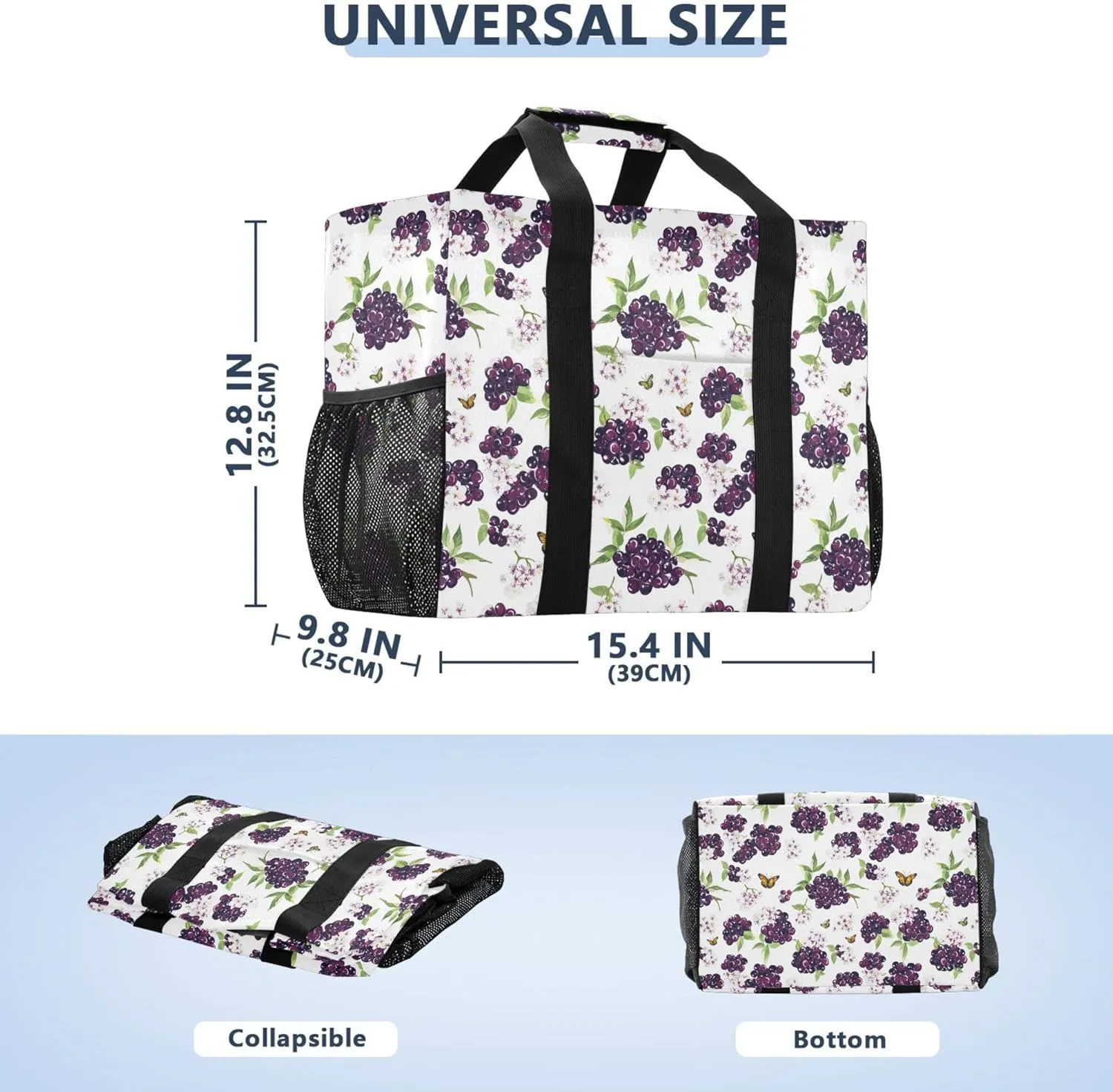 KLL Utility Tote Bags For Women with Handles Collapsable With Pockets Shopping Bags Reusable