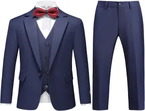 Lamgool Boys Suits 3 Piece Slim Fit One Button Tuxedo Jacket Vest and Pant for Kids Prom Wedding Formal Set Size 4-14 Years