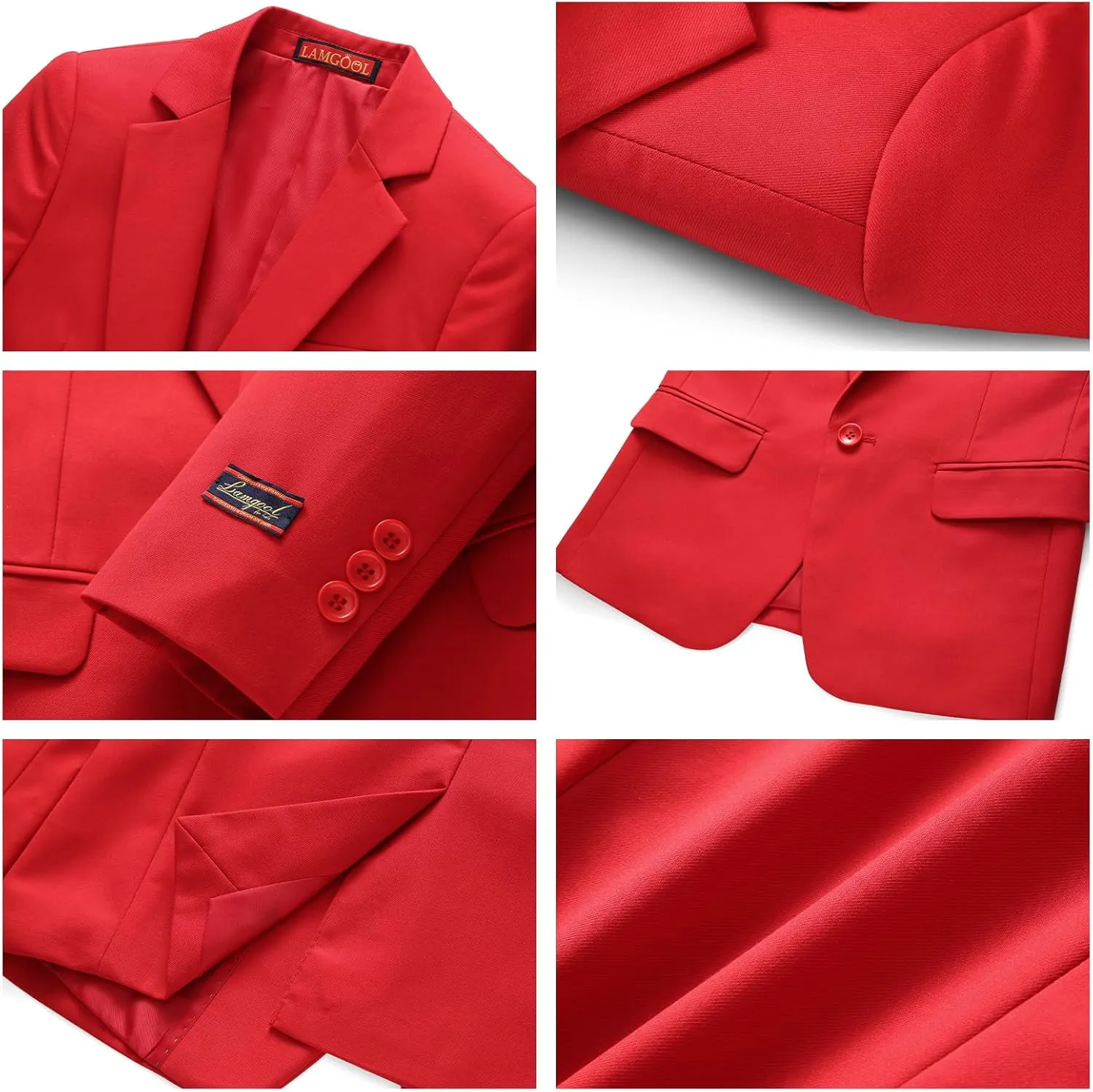 Lamgool Boys Suits 3 Piece Slim Fit One Button Tuxedo Jacket Vest and Pant for Kids Prom Wedding Formal Set Size 4-14 Years