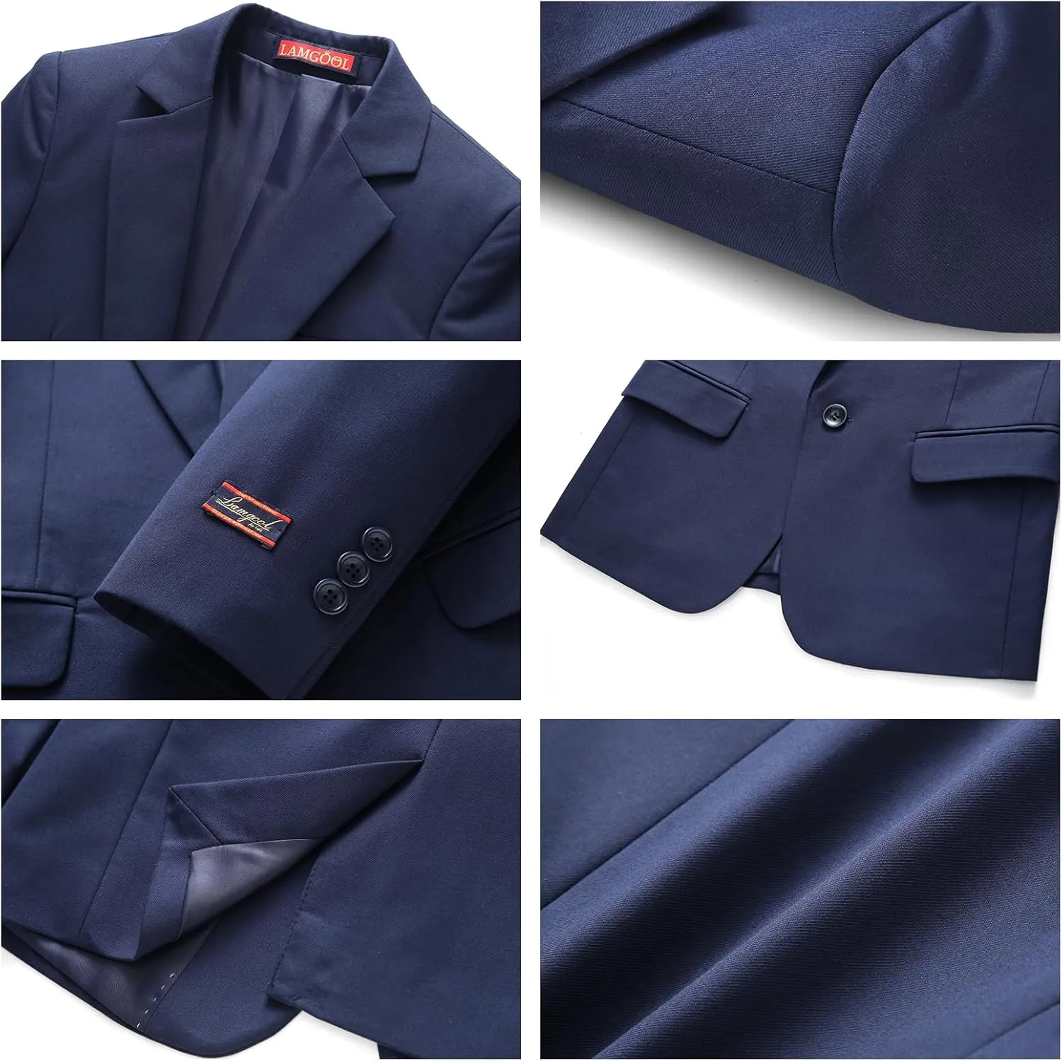Lamgool Boys Suits 3 Piece Slim Fit One Button Tuxedo Jacket Vest and Pant for Kids Prom Wedding Formal Set Size 4-14 Years