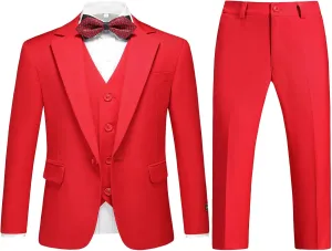 Lamgool Boys Suits 3 Piece Slim Fit One Button Tuxedo Jacket Vest and Pant for Kids Prom Wedding Formal Set Size 4-14 Years