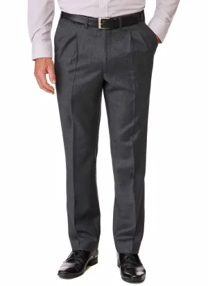 LANCEFIELD FLEXIWAIST PLEATED TROUSER - CHARCOAL