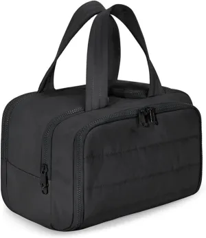 Large Capacity Wide-Open Travel Cosmetic Bag, Cureaway Travel Cosmetic Bag, Waterproof Portable Pouch with Handle for Accessories,Essentials, Toiletries (Black)