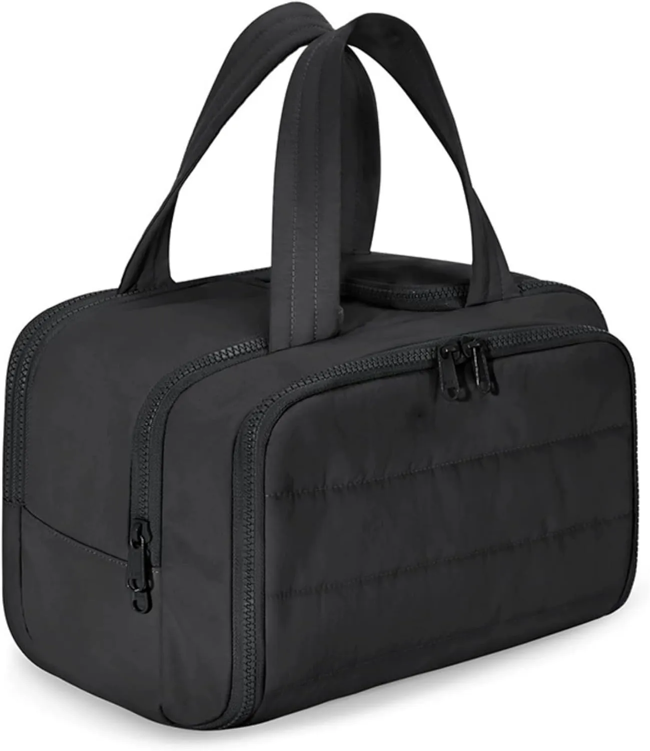Large Capacity Wide-Open Travel Cosmetic Bag, Cureaway Travel Cosmetic Bag, Waterproof Portable Pouch with Handle for Accessories,Essentials, Toiletries (Black)