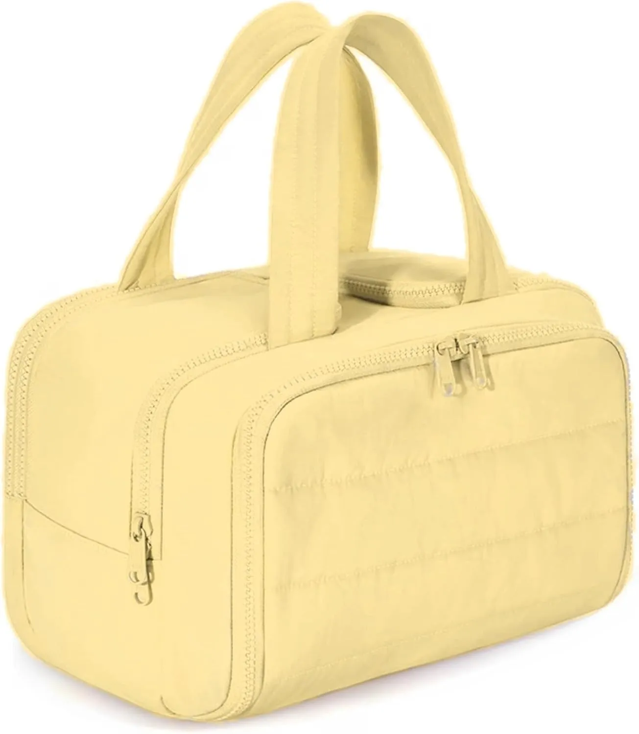 Large Capacity Wide-Open Travel Cosmetic Bag, Cureaway Travel Cosmetic Bag, Waterproof Portable Pouch with Handle for Accessories,Essentials, Toiletries (Yellow)