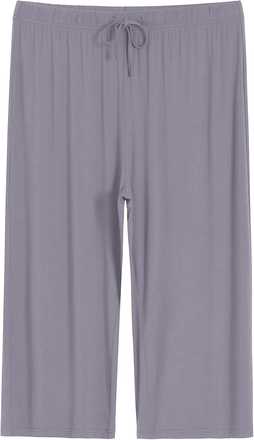 Latuza Women's Plus Size Capri Pajama Pants Comfy Wide Leg Lounge Capris