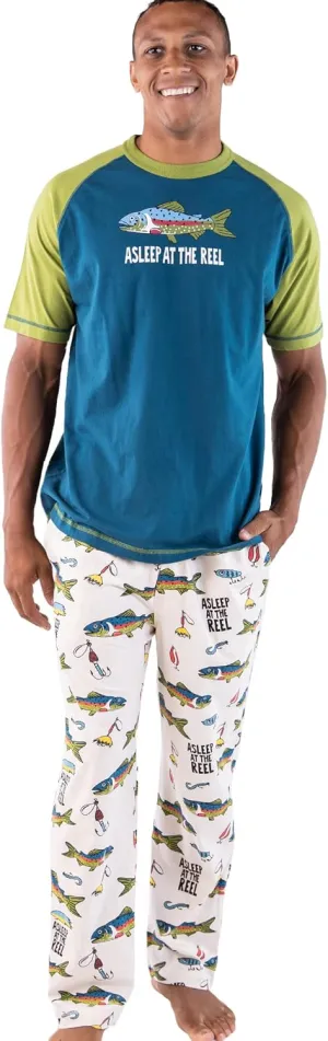 Lazy One Pajama Sets for Men, Short Sleeve Cotton Pajama Shirt and Pants with Funny Animal Prints, Comfy Pajamas for Men