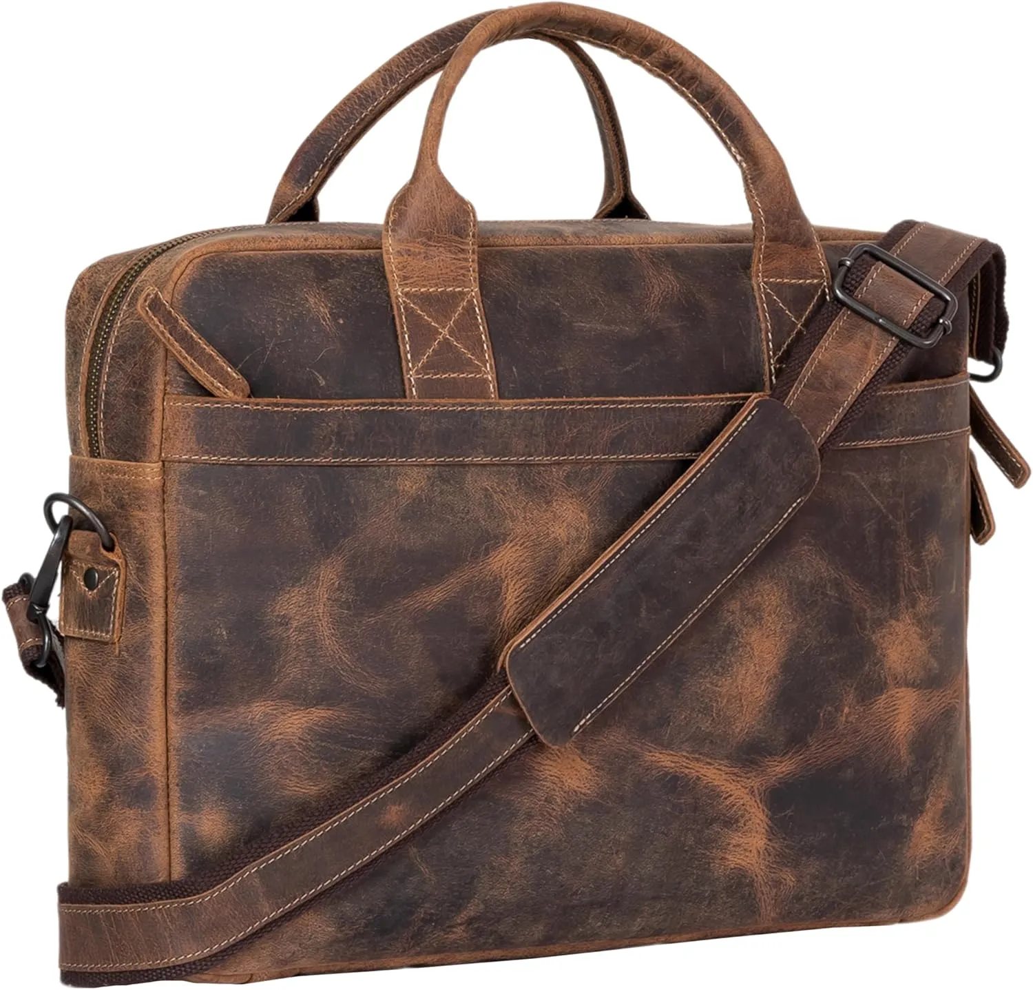 Leather briefvase15.5 Inch laptop Messenger Bag Ideal Satchel Bag Best for Men and Women