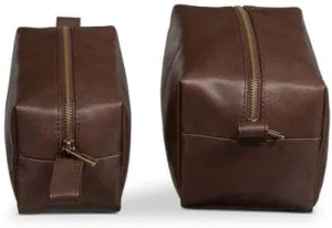 Leather Toiletry Bag Set, Travel Dopp Kit (Antique Brown, Large)