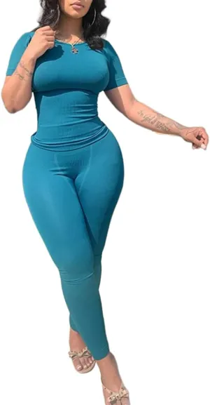 LICOBOD XS-3XL Casual Workout Two Piece Outfits for Women Short Sleeve T-shirt Elastic High Waist Shorts Sets Streetwear