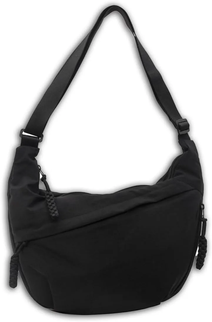 Limorence Women's Fashion Plain Color Sling Hobo Bag, Nylon Crossbody Bag, Arisefrom Nylon Crossbody Slouchy