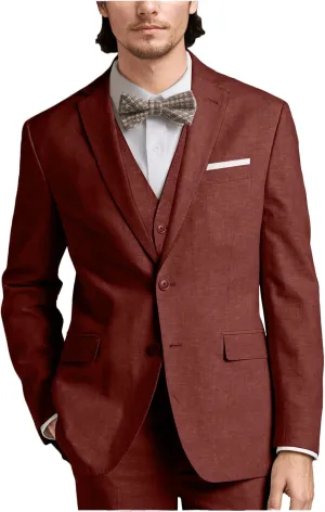 Linen Mens Suits 3 Piece Slim Fit Tuxedo Suit for Men Beach Wedding Formal Business Suit Groom Prom Set Outfits