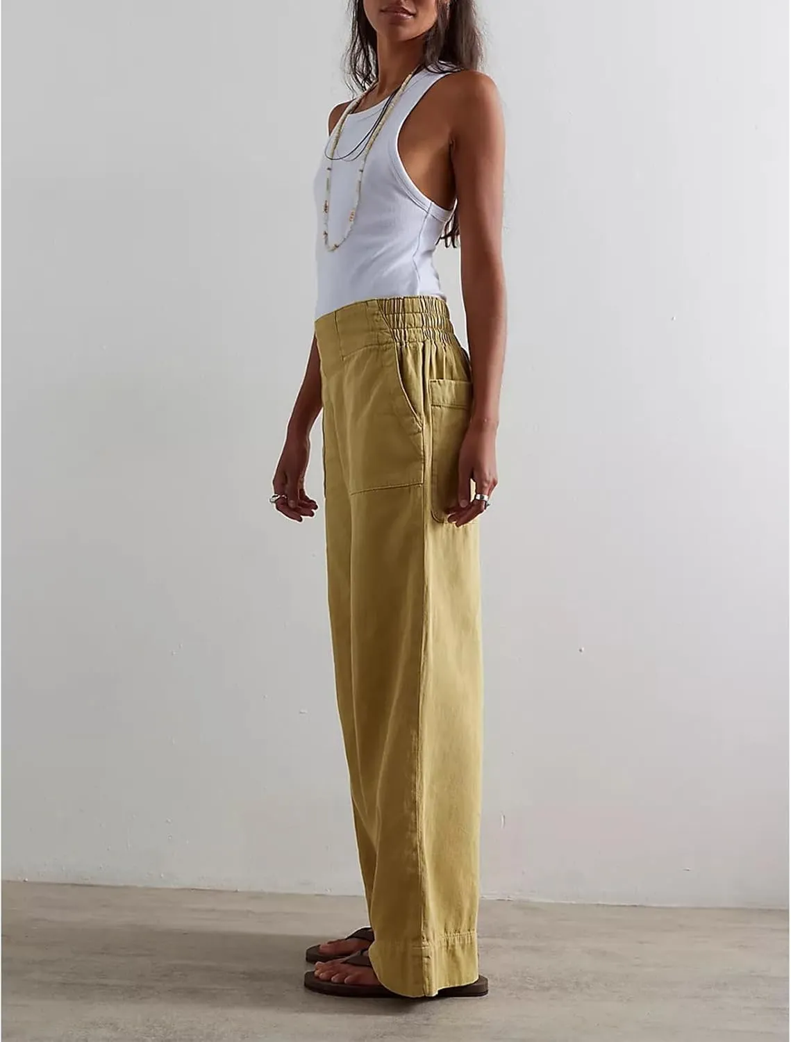 Lisskolo Women's Wide Leg Denim Pants Casual Baggy Cropped Barrel Jeans Mid Waist Loose Fit Harem Pants
