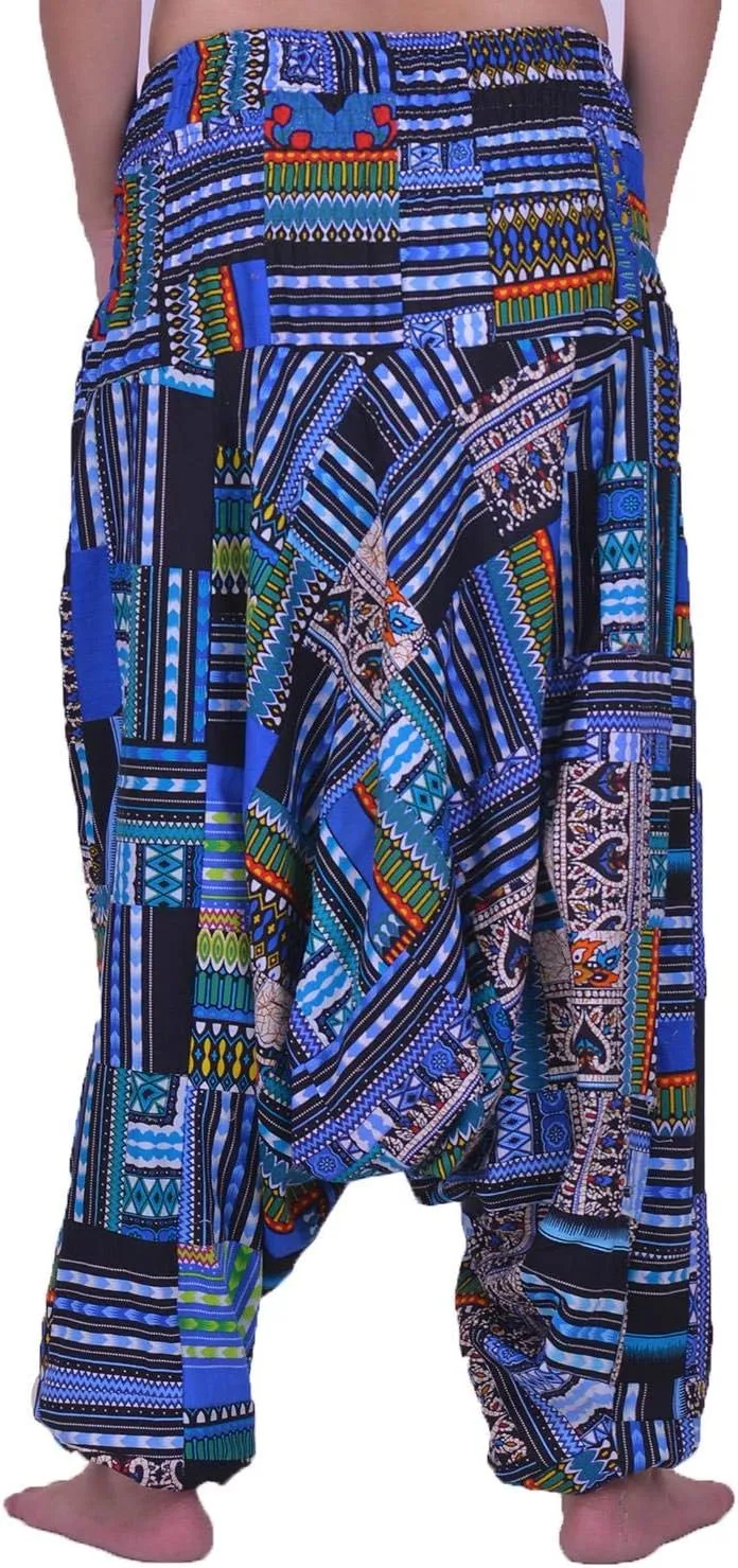 LOFBAZ Harem Yoga Pants for Women Patchwork Boho Hippie Bohemian Aladdin Unisex