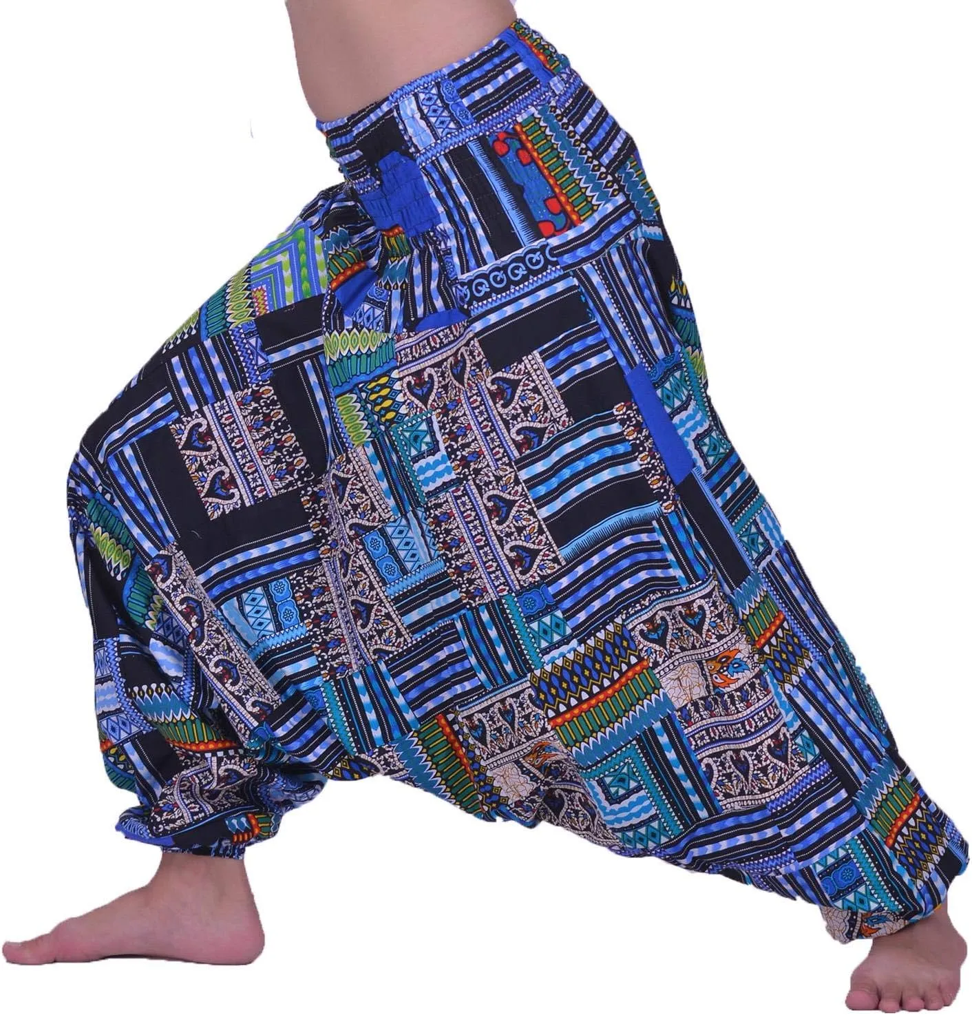 LOFBAZ Harem Yoga Pants for Women Patchwork Boho Hippie Bohemian Aladdin Unisex