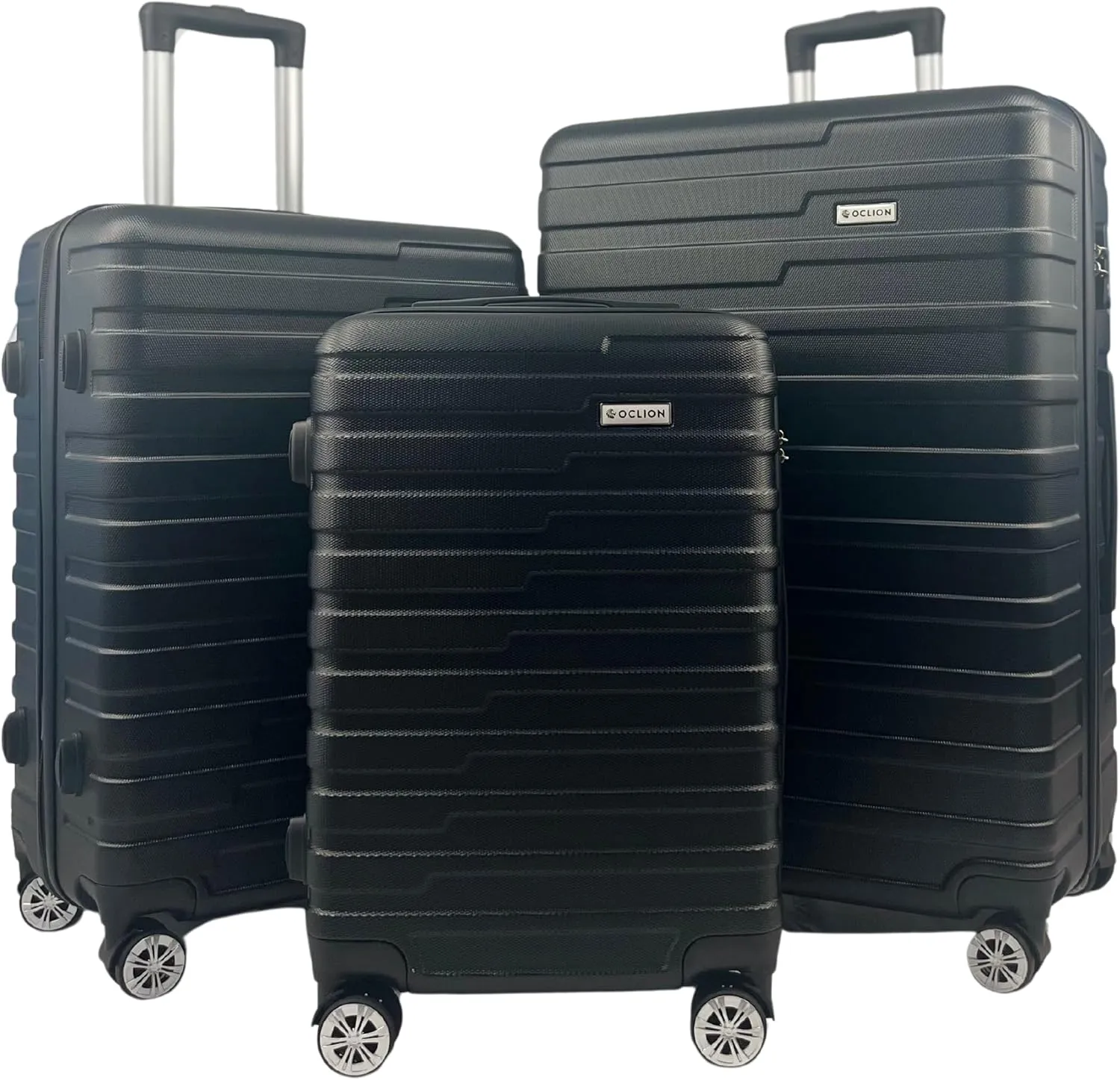 Luggage Sets - Suitcases with Wheels, 3 Piece Luggage Set ABS - Large Suitcase, Medium Suitcase, and Carry-On, Hardshell, TSA Lock (Black, 3-piece Set (28 Inch, 24 Inch, 20 Inch))