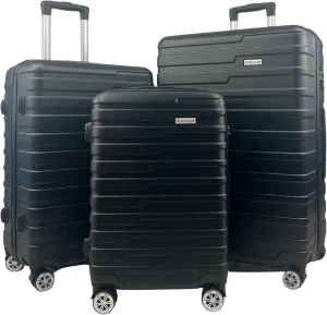 Luggage Sets - Suitcases with Wheels, 3 Piece Luggage Set ABS - Large Suitcase, Medium Suitcase, and Carry-On, Hardshell, TSA Lock (Black, 3-piece Set (28 Inch, 24 Inch, 20 Inch))