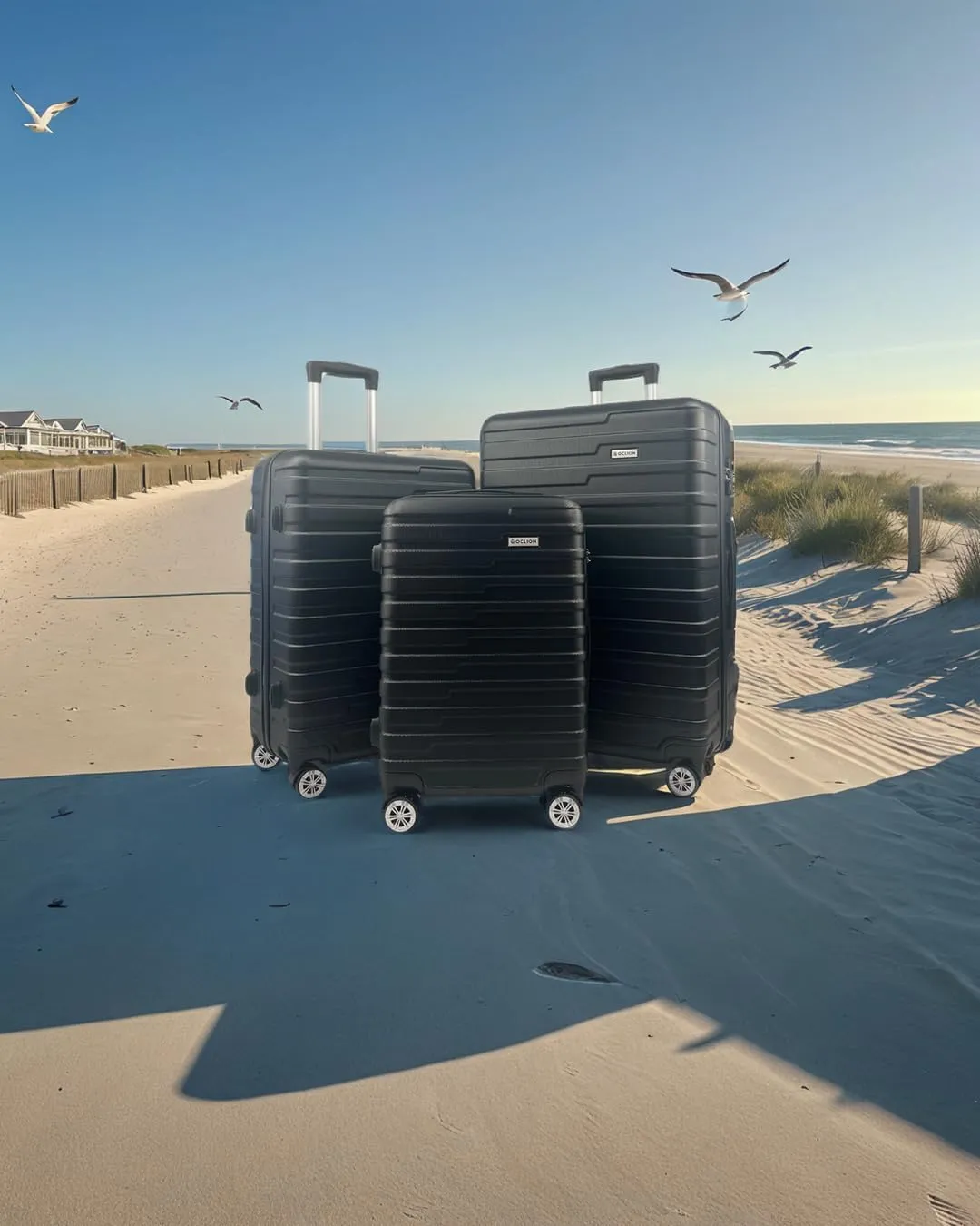 Luggage Sets - Suitcases with Wheels, 3 Piece Luggage Set ABS - Large Suitcase, Medium Suitcase, and Carry-On, Hardshell, TSA Lock (Black, 3-piece Set (28 Inch, 24 Inch, 20 Inch))