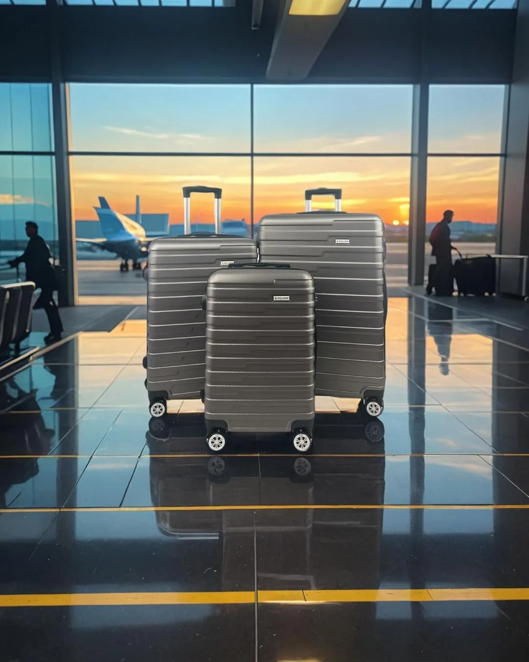 Luggage Sets - Suitcases with Wheels, 3 Piece Luggage Set ABS - Large Suitcase, Medium Suitcase, and Carry-On, Hardshell, TSA Lock (Grey, 3-piece Set (28 Inch, 24 Inch, 20 Inch))