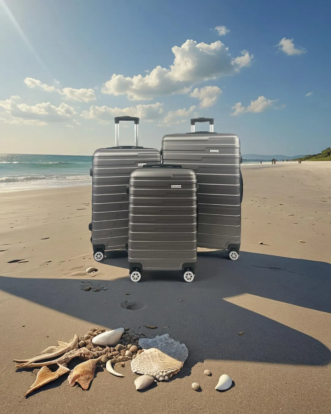 Luggage Sets - Suitcases with Wheels, 3 Piece Luggage Set ABS - Large Suitcase, Medium Suitcase, and Carry-On, Hardshell, TSA Lock (Grey, 3-piece Set (28 Inch, 24 Inch, 20 Inch))