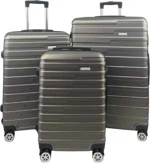 Luggage Sets - Suitcases with Wheels, 3 Piece Luggage Set ABS - Large Suitcase, Medium Suitcase, and Carry-On, Hardshell, TSA Lock (Grey, 3-piece Set (28 Inch, 24 Inch, 20 Inch))