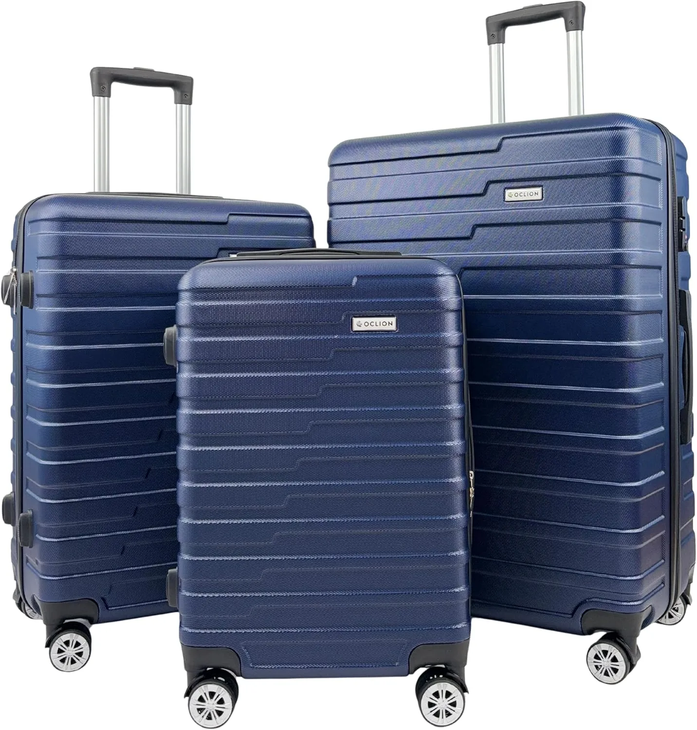 Luggage Sets - Suitcases with Wheels, 3 Piece Luggage Set ABS - Large Suitcase, Medium Suitcase, and Carry-On, Hardshell, TSA Lock (Navy, 3-piece Set (28 Inch, 24 Inch, 20 Inch))