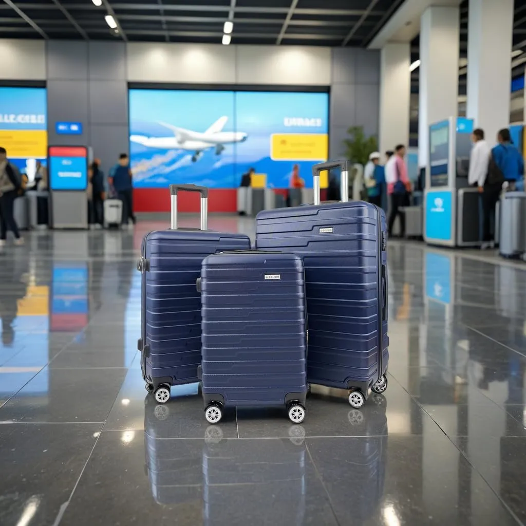 Luggage Sets - Suitcases with Wheels, 3 Piece Luggage Set ABS - Large Suitcase, Medium Suitcase, and Carry-On, Hardshell, TSA Lock (Navy, 3-piece Set (28 Inch, 24 Inch, 20 Inch))